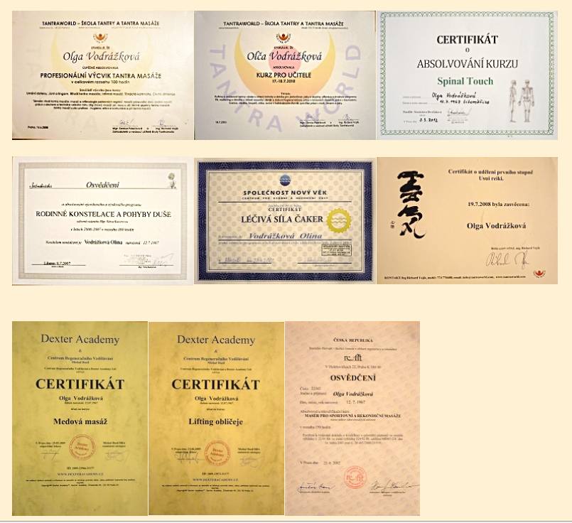 Magický dotek - certifikáty